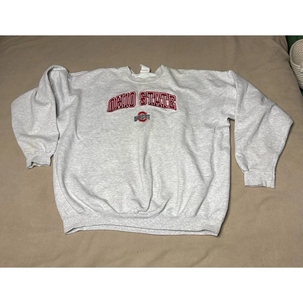Vintage Ohio State Mens 2XL Red Crewneck Pullover Embroidered USA Sports Club